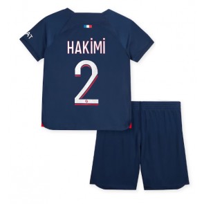 Paris Saint-Germain Achraf Hakimi #2 Hemmaställ Barn 2023-24 Kortärmad (+ Korta byxor)